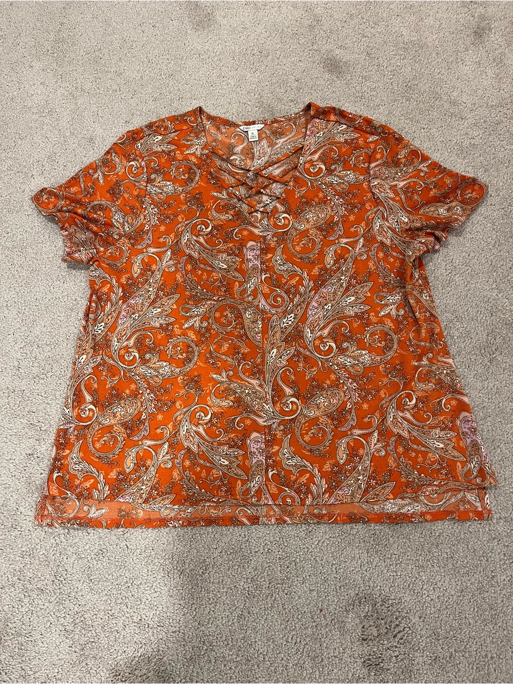 Cato Paisley Print Blouse with Criss Cross Front